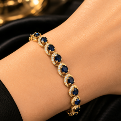 Pre Owned 9ct Sapphire and Diamond Bracelet ZB894